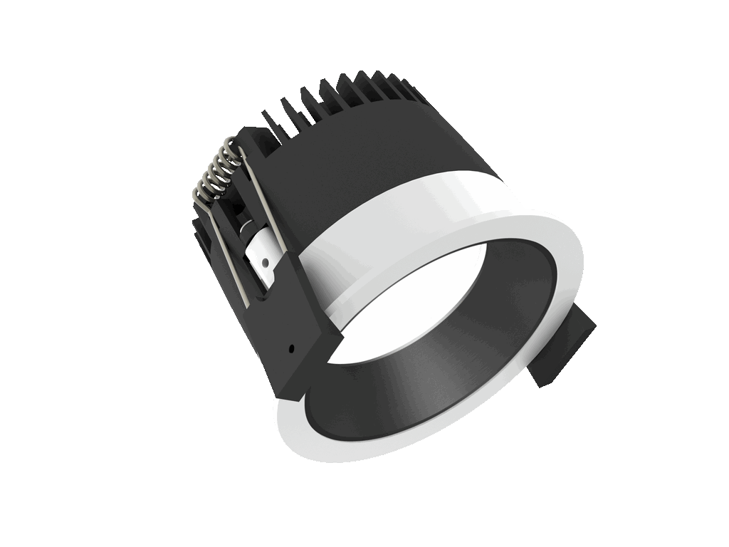 Strada 75 is a downlight with 800Lm, 2200-3000K, CRI 93, 10.3W. Beam angle 80°, Triac dimmable, finish White/Black, IP44/IP20.