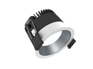 Strada 75 is een downlight met 800Lm, 2700K, CRI 93, 10,5W. Bundelhoek 80°, Triac-dimbaar, afwerking White/Silver, IP44/IP20.