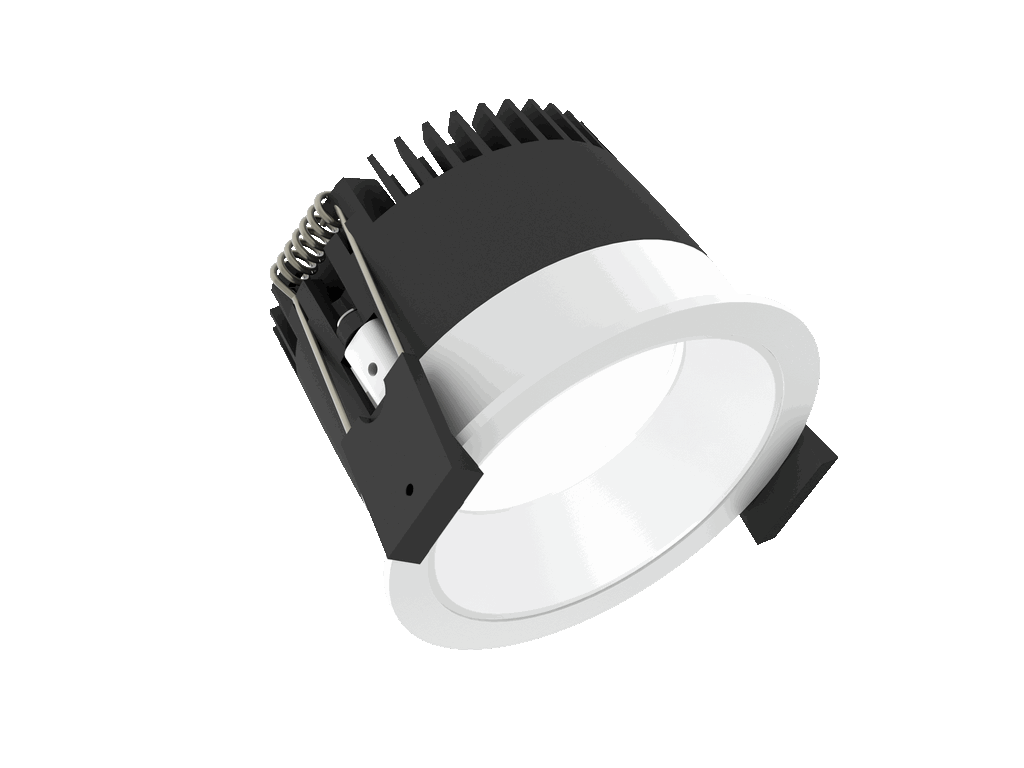 Strada 75 is a downlight with 800Lm, 2200-3000K, CRI 93, 10.3W. Beam angle 80°, Triac dimmable, finish White/White, IP44/IP20.