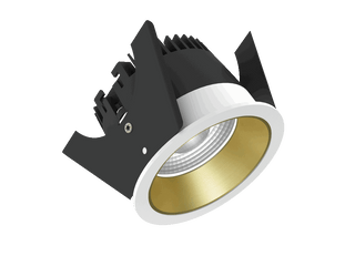 Strada 75 is een downlight met 800Lm, 2700K, CRI 93, 10,5W. Bundelhoek 40°, Triac-dimbaar, afwerking White/Gold, IP44/IP20.