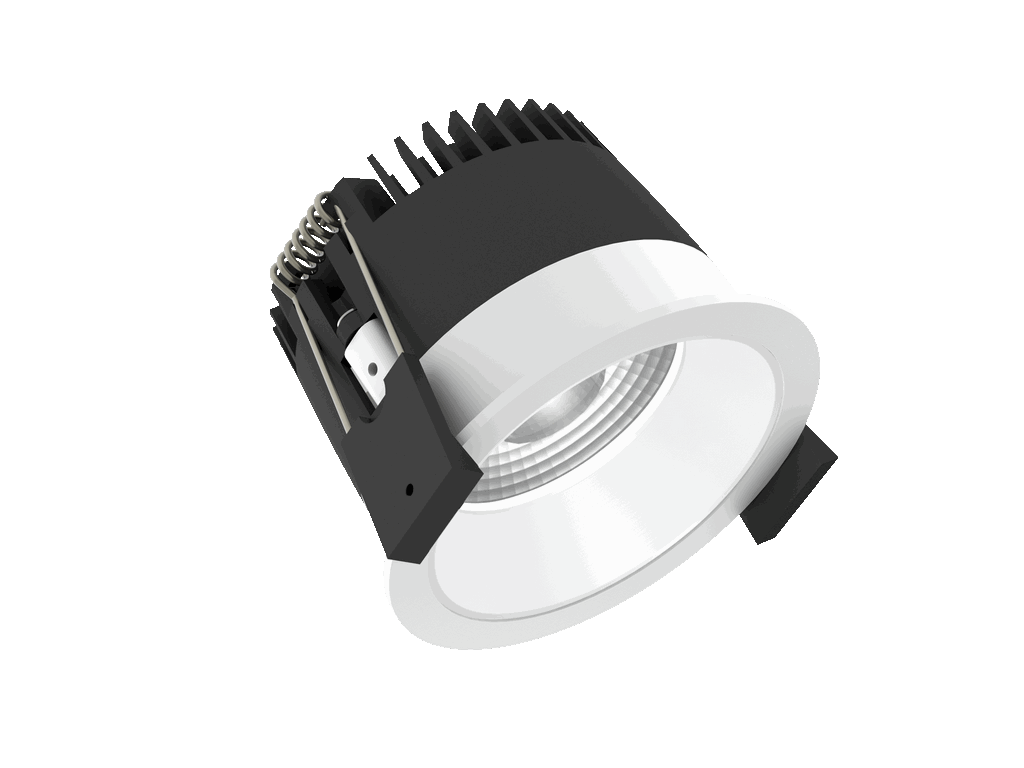 Strada 75 is a downlight with 800Lm, 2700K, CRI 93, 10.5W. Beam angle 40°, Triac dimmable, finish White/White, IP44/IP20.