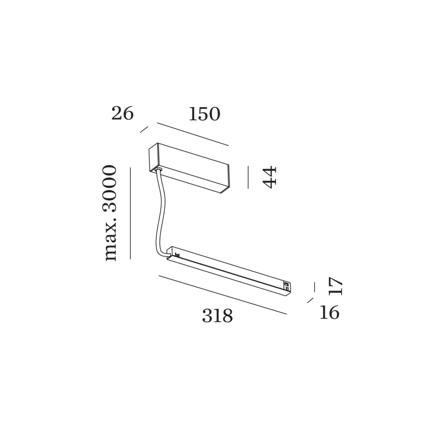 Wever & Ducré STREX in-rail driver 100W pendant IP20 – available in 4 colours