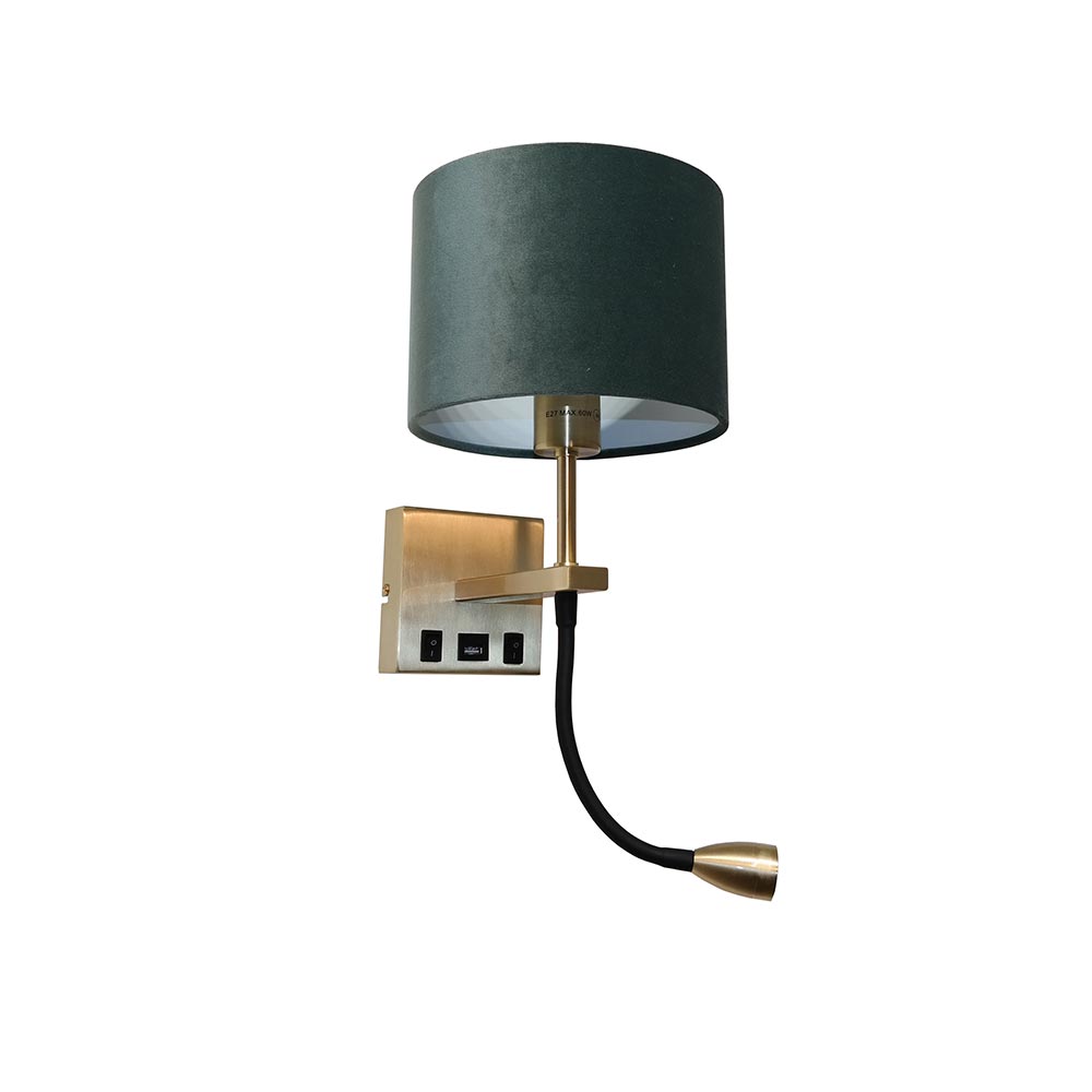 Quad USB wall light with reading light