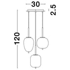 Suspension Lato antiek 3xE14, laiton