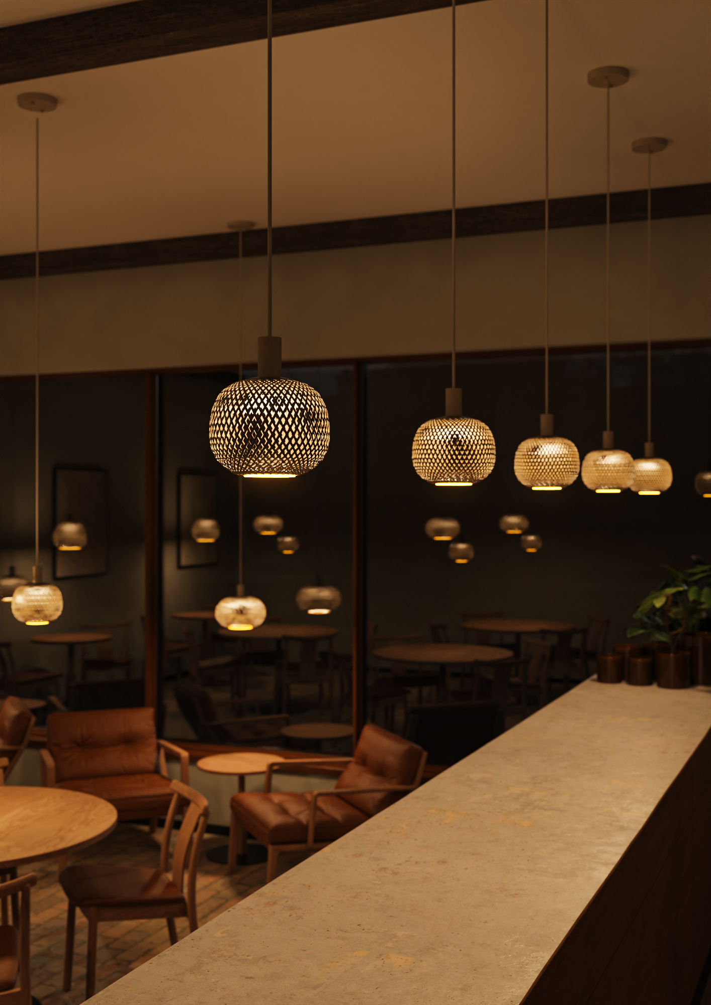 LED Floating Bamboo globe 180 bronze 5W