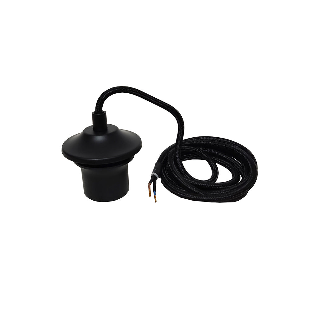 Pendant without ceiling cup for glass or shade black