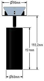 Spot encastré Mini Tube GU10, noir