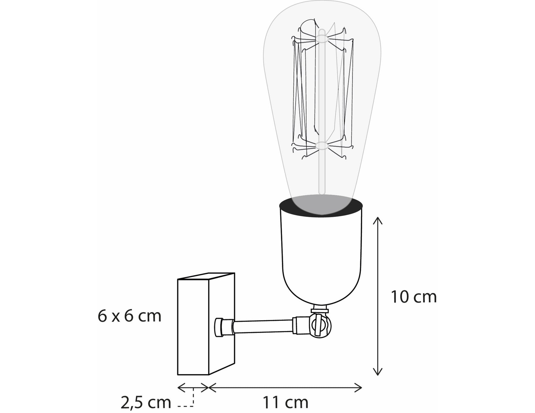 Wandlamp Filou ON Square Base Wall, geborsteld nikkel