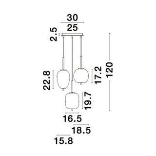 Hanglamp Lato 3xE14, zwart
