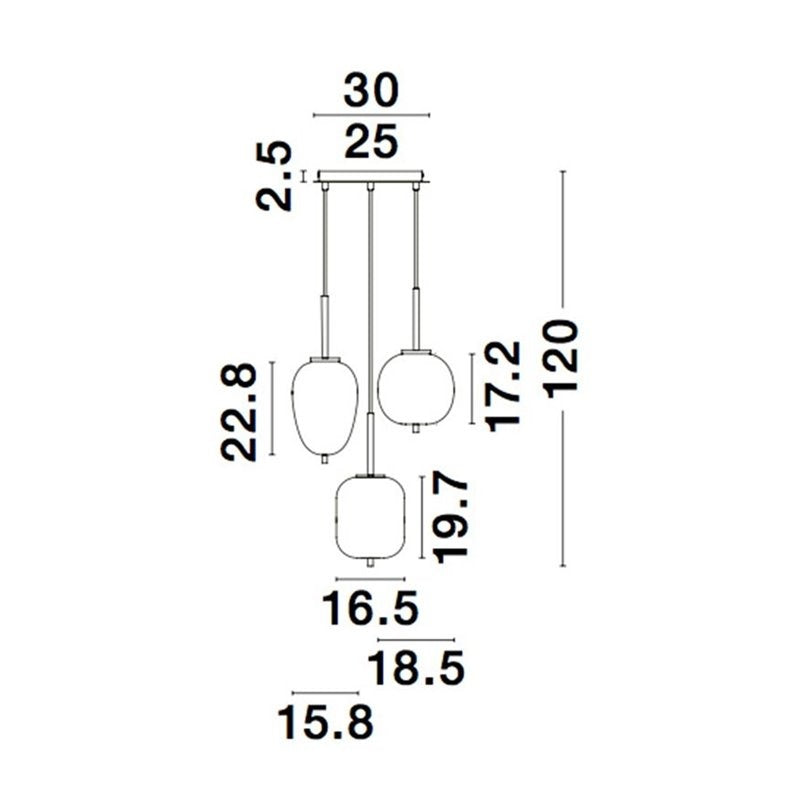 Suspension Lato 3xE14, noir