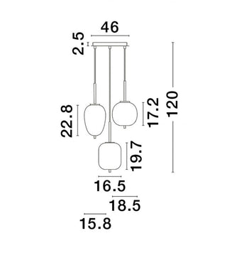 Suspension Lato verre fumé 3xE14