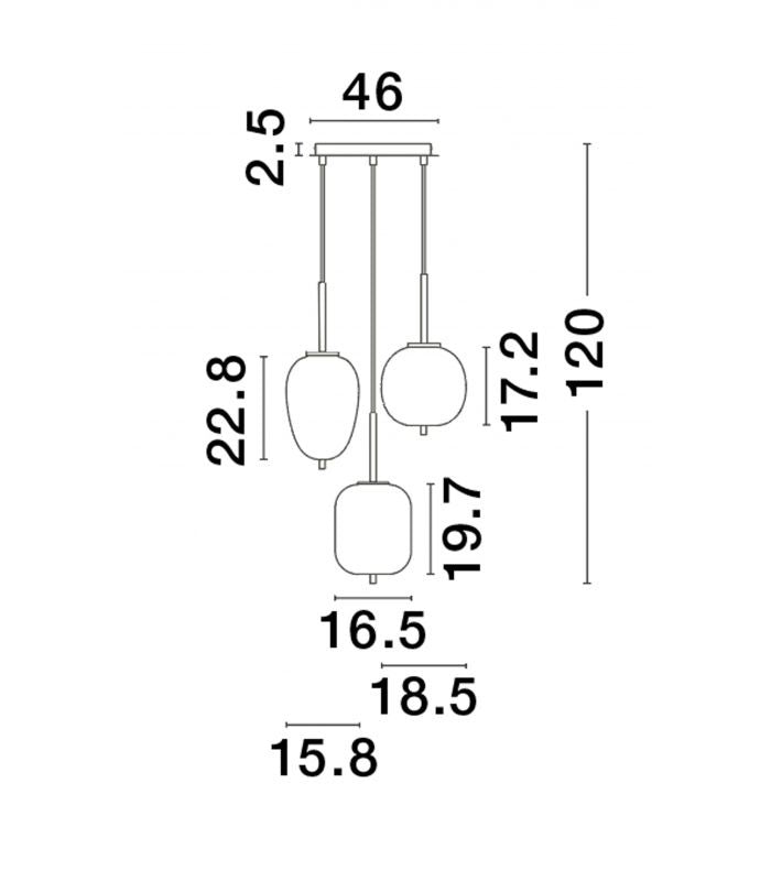 Suspension Lato verre fumé 3xE14