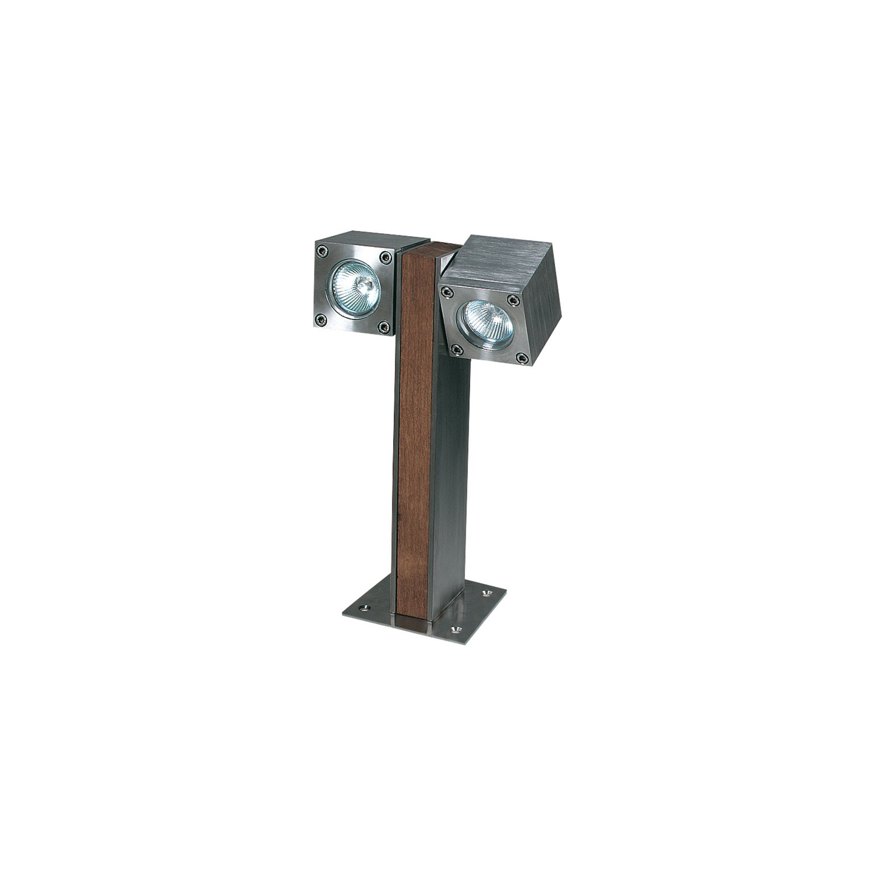 Borne de jardin Q-bic 30 / Acier inoxydable poli, teck