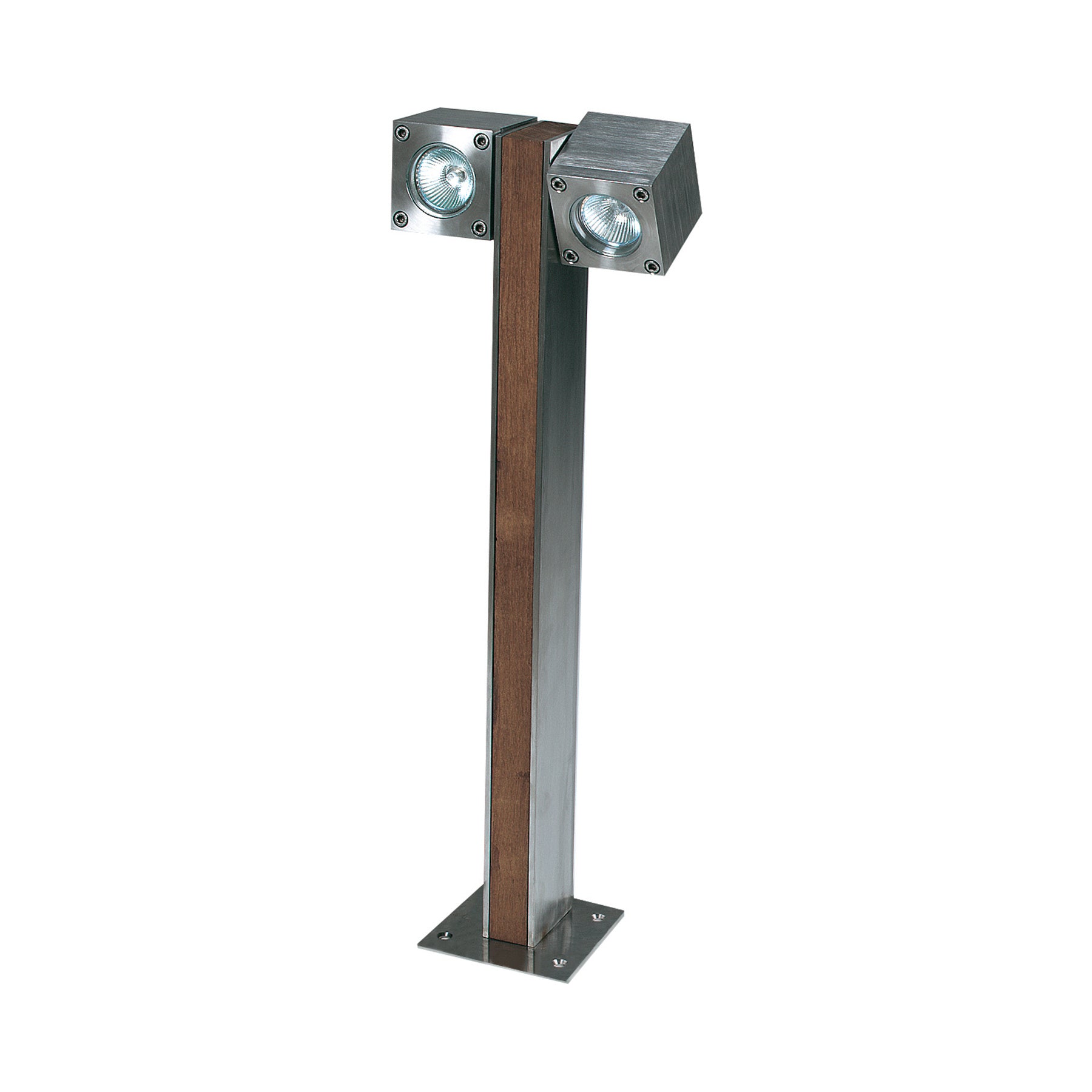 Borne de jardin Q-bic 60 / Acier inoxydable poli, teck