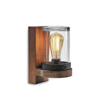 Wandlamp buiten Cloche Glas, teak