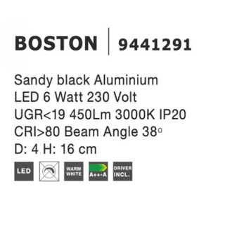 Opbouwspot Boston, zwart