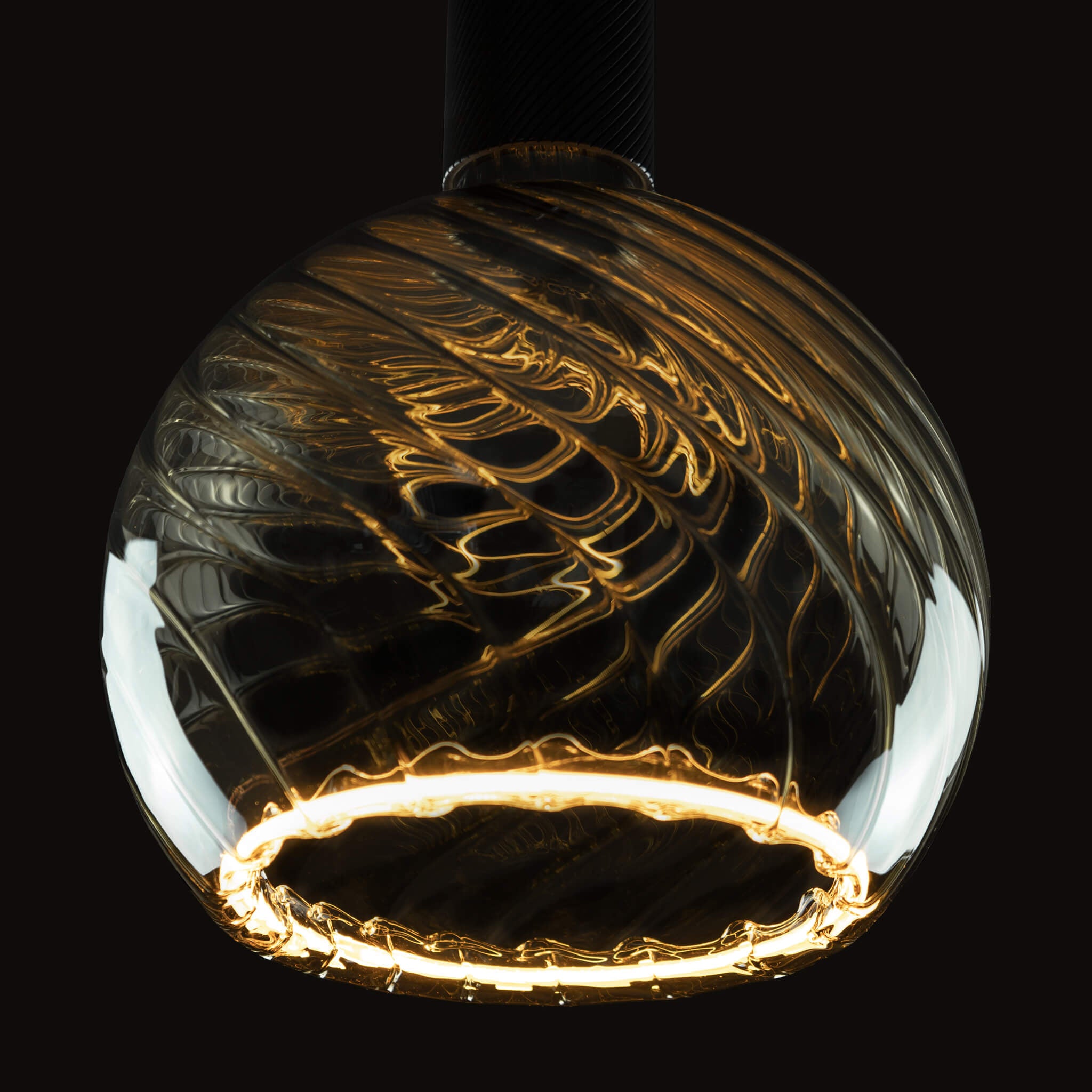 LED Floating globe 200 twisted smoke grey E27 6W