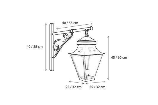 Wandlamp buiten Gracieuze Wall ON Bracket Small 1L, brons
