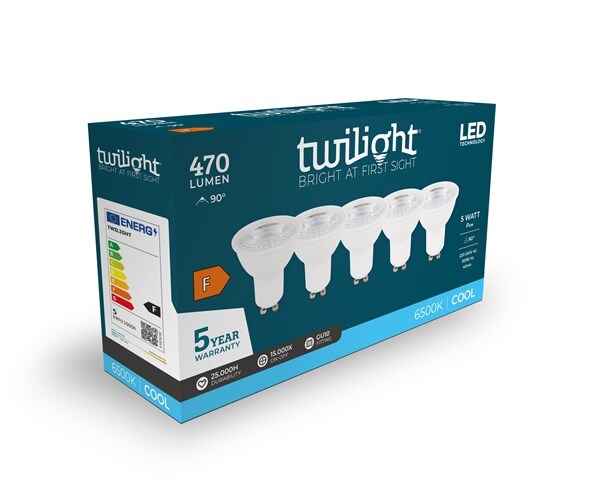 LED spot GU10 5W 3000K - 5-pack