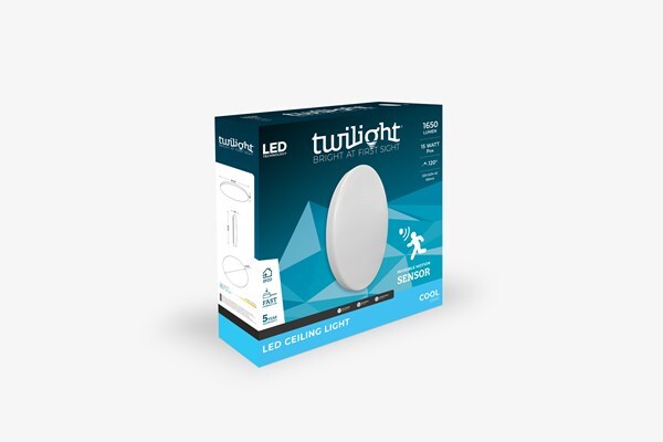 Solaris LED ceiling light 15W 6500K with sensor