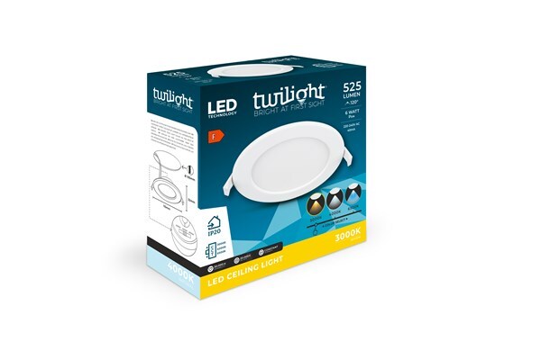LED recessed panel round white IP20 6W CCT