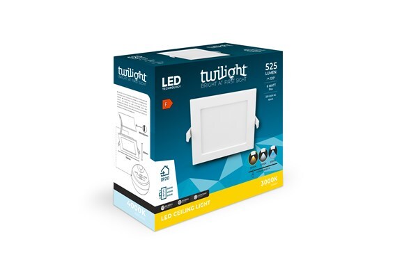 LED recessed panel square white IP20 6W CCT
