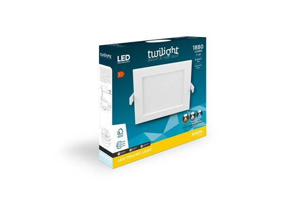 LED recessed panel square white IP20 18W CCT