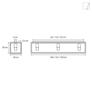 Plafonnier Vitrine Plafonnier Long 4L, bronze