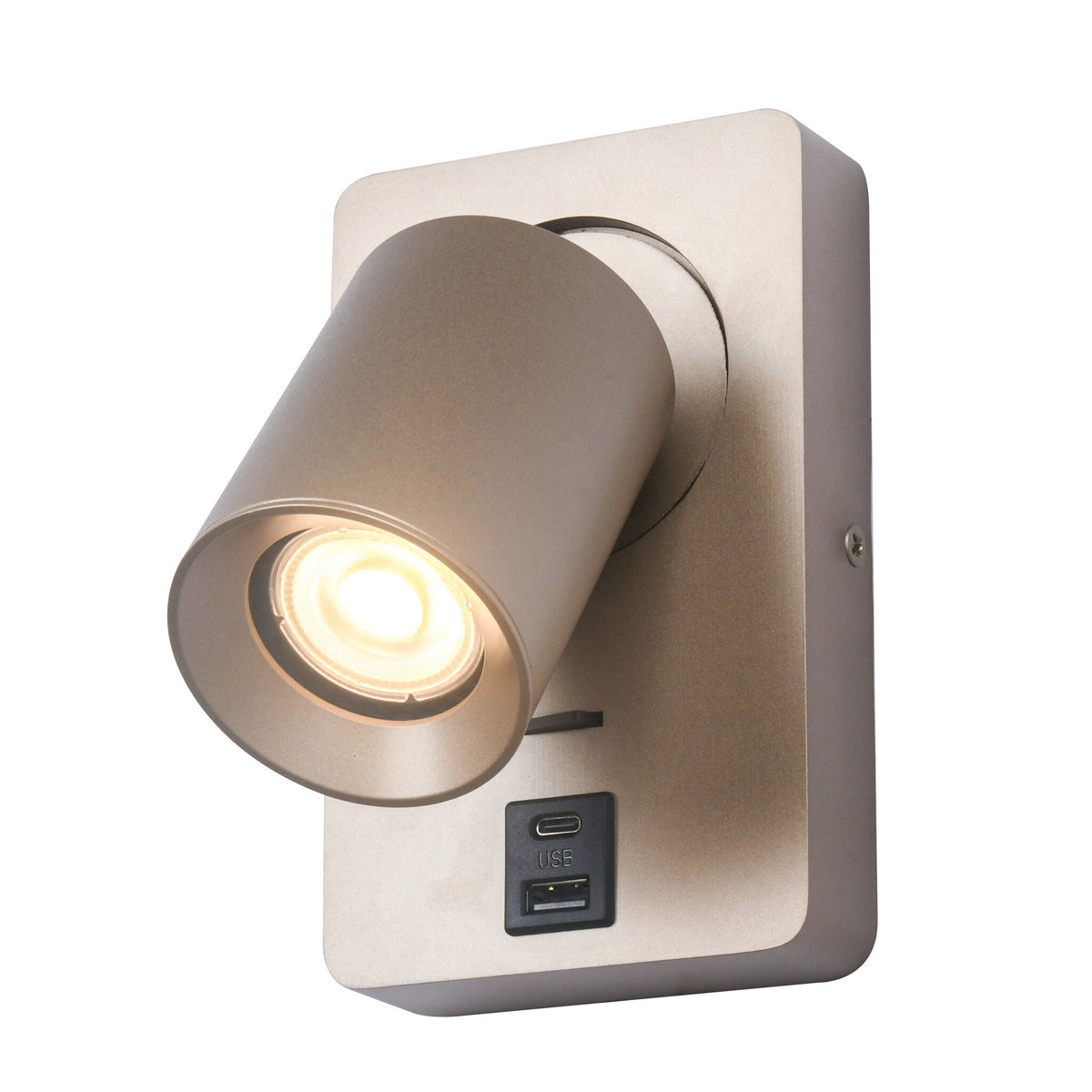Wall lamp MEGANO-S USB - GU10 - Champagne