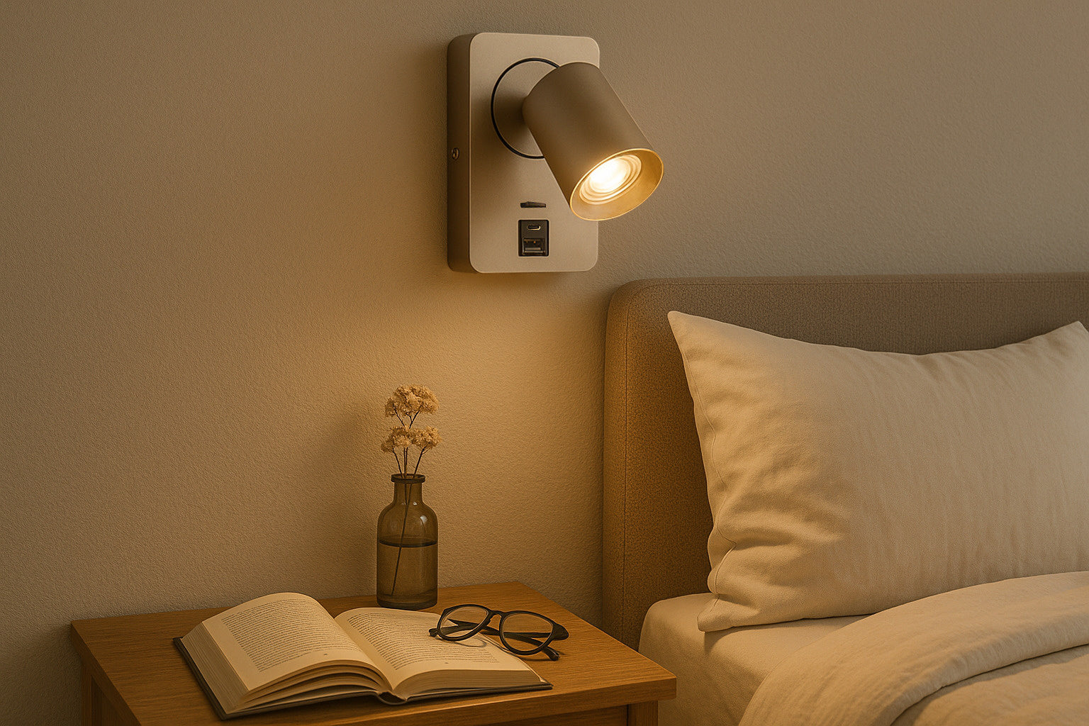 Wall lamp MEGANO-S USB - GU10 - Champagne