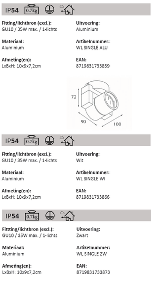 Wall lamp Single GU10